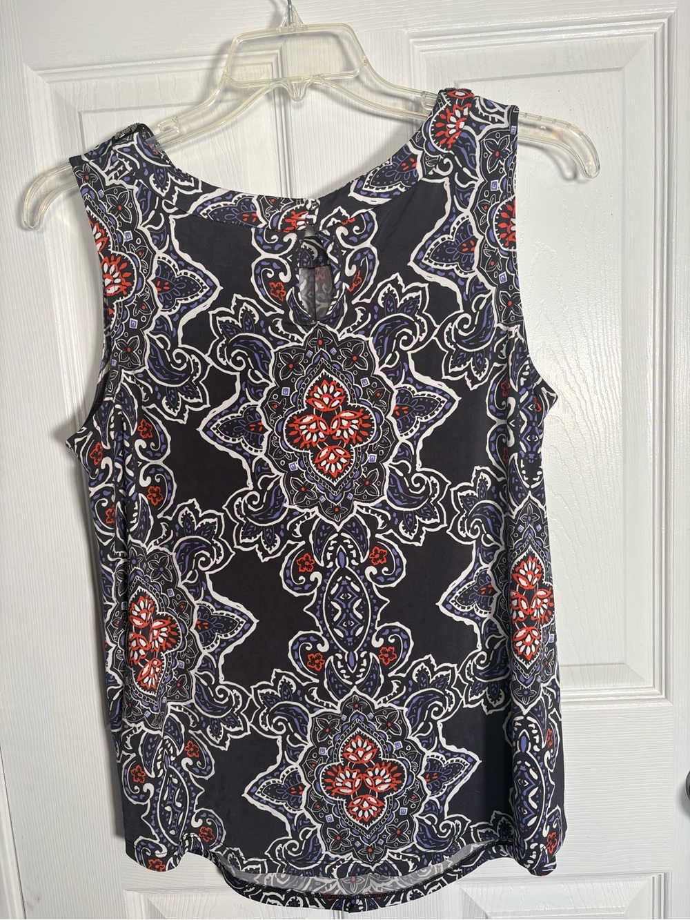Market & Spruce Navy, Red & White Paisley-Style Sleeveless Top  Size 1X - Picture 11 of 11